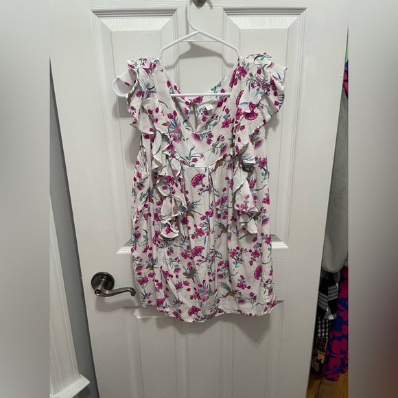 Charter Club Tops - Charter Club Floral Ruffle Blouse in Pink and White